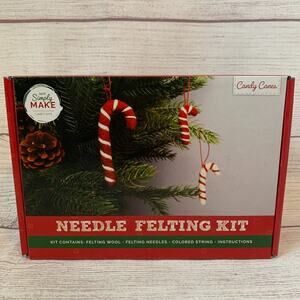 Candy Cane Ornament Needle Felting Kit Craft Project with Needles Wool String